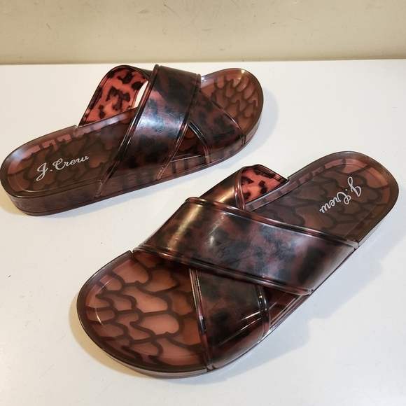 J Crew Jelly Slides Cross Straps Sandals Fits 8 - Picture 1 of 11